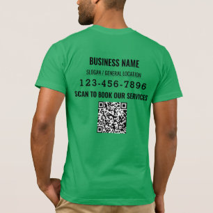 Camiseta Exibição de Comércio Verde com código QR personali