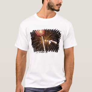 Camiseta Exibição de fogos de artifício no rio Savannah