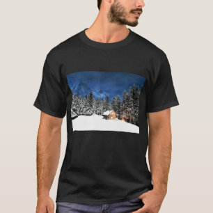 Camiseta Exibição de Montanha de Cabina de Log