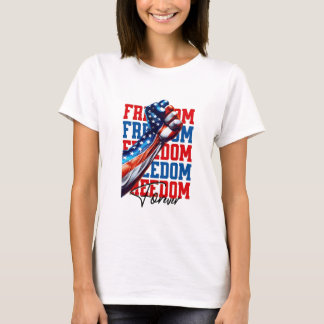 Camiseta Exibição de Poder da Bandeira EUA Punho Liberdade