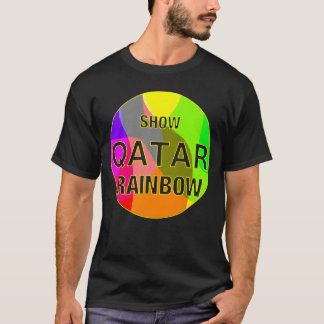 Camiseta Exibir Qatar arco-íris retrô