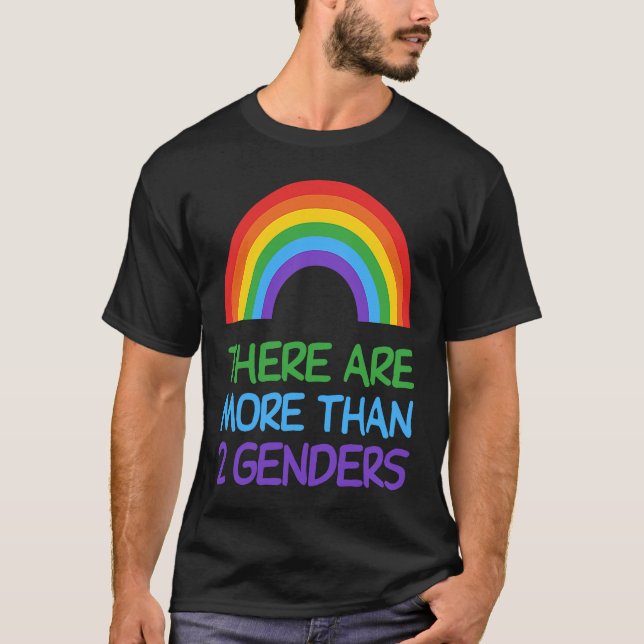 Camiseta Existem mais de 2 gêneros LG arco-íris LGBTQ (Frente)