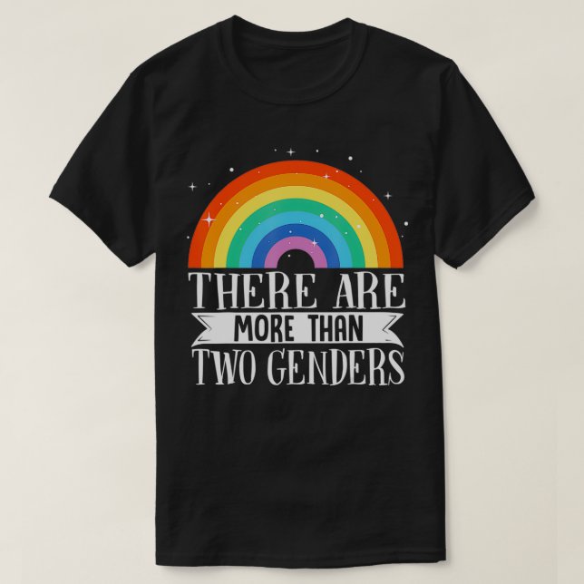 Camiseta Existem mais de 2 gêneros LGBTQ1 (Frente do Design)