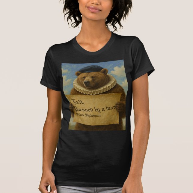 Camiseta Exit, pursued by a bear Shakespeare quote bear (Frente)