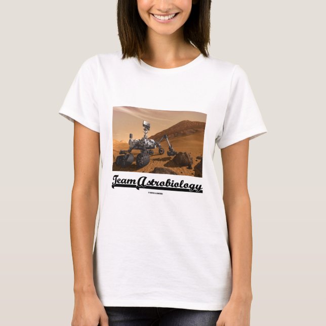 Camiseta Exobiologia da equipe (paisagem de Marte Rover da (Frente)