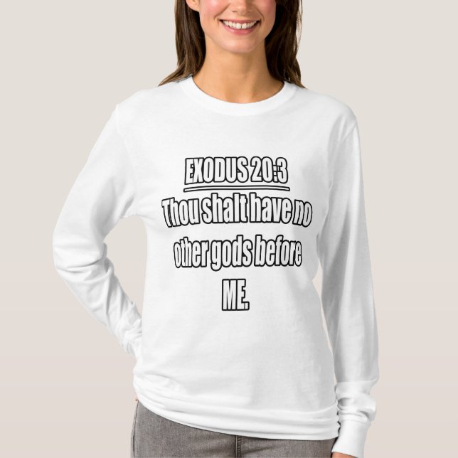 Camiseta Êxodo 20:3 Versículo da Bíblia KJV (Frente)