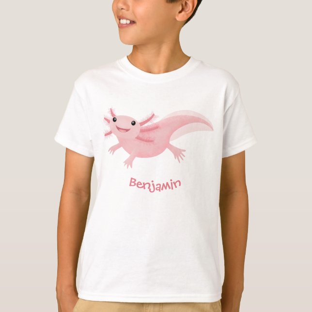 Camiseta Exolotl branco rosa feliz (Frente)