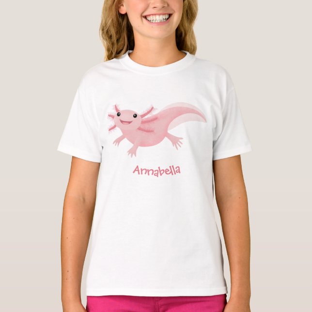 Camiseta Exolotl branco rosa feliz (Frente)