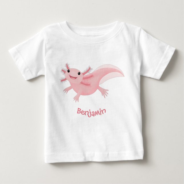 Camiseta Exolotl branco rosa feliz (Frente)
