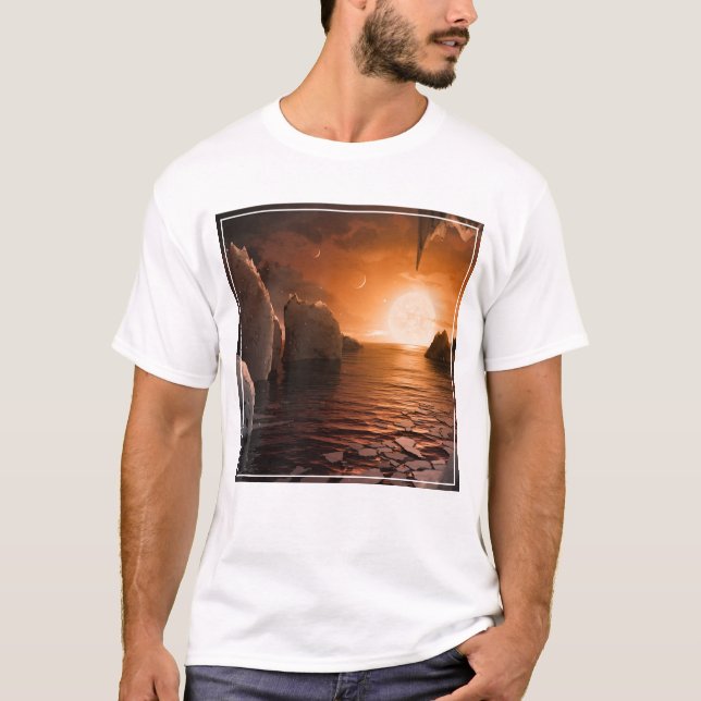 Camiseta Exoplanetário Trapist-1f Do Lado Noturno Icy. (Frente)