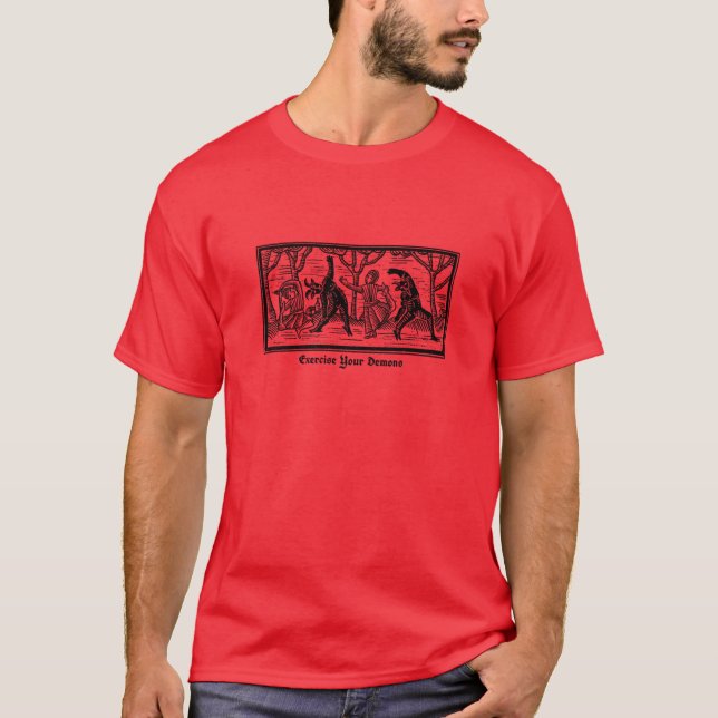 Camiseta Exorcize seus demônios engraçados (Frente)
