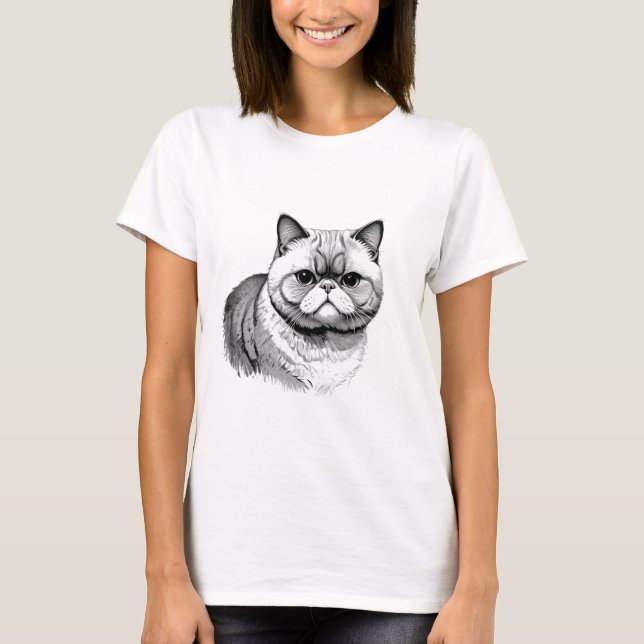 Camiseta Exotic Shorthair Cat Sketch Women's Tee (Frente)