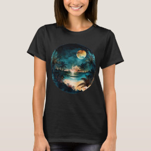 Camiseta Exotic Watercolor Beach Sunset