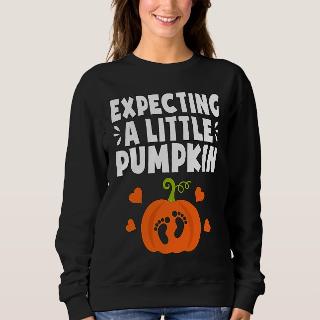 Camiseta Expecting A Little Pumpkin Halloween Pregnant Mom  (Frente)