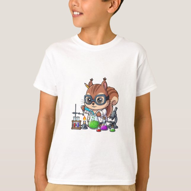 Camiseta Experiência de Laboratório de Cientista de Esquilo (Frente)