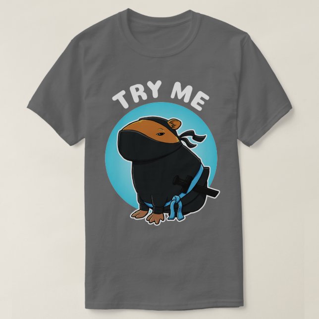 Camiseta Experimente-me Capybara Ninja Costume (Frente do Design)