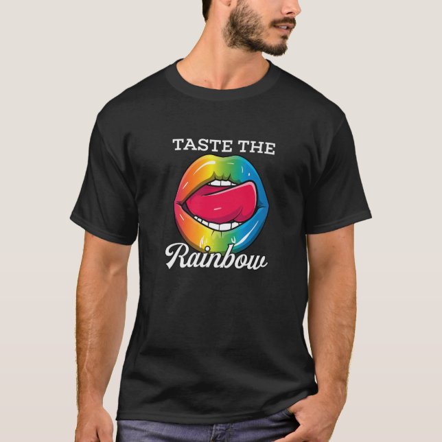 Camiseta Experimente o arco-íris - orgulho LGBT - Lábios LG (Frente)