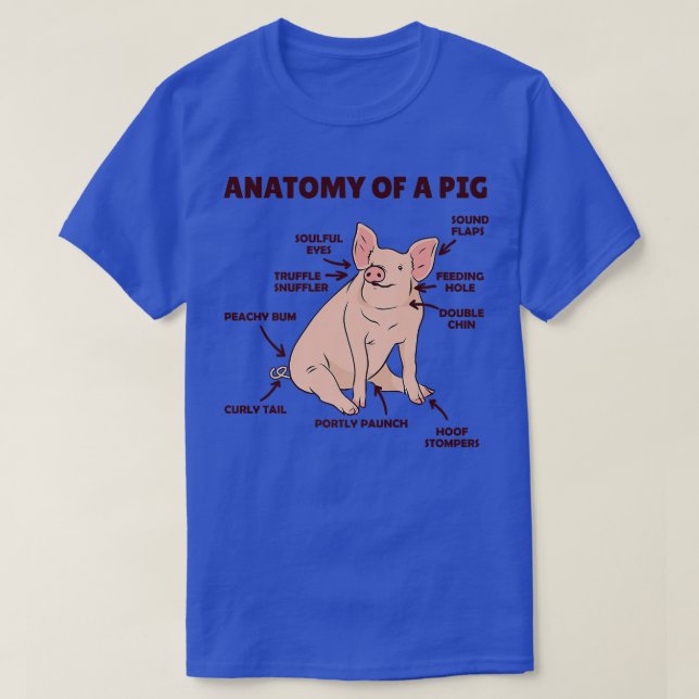 Camiseta Explicação Engraçada De Anatomia De Porco De Premi (Frente do Design)