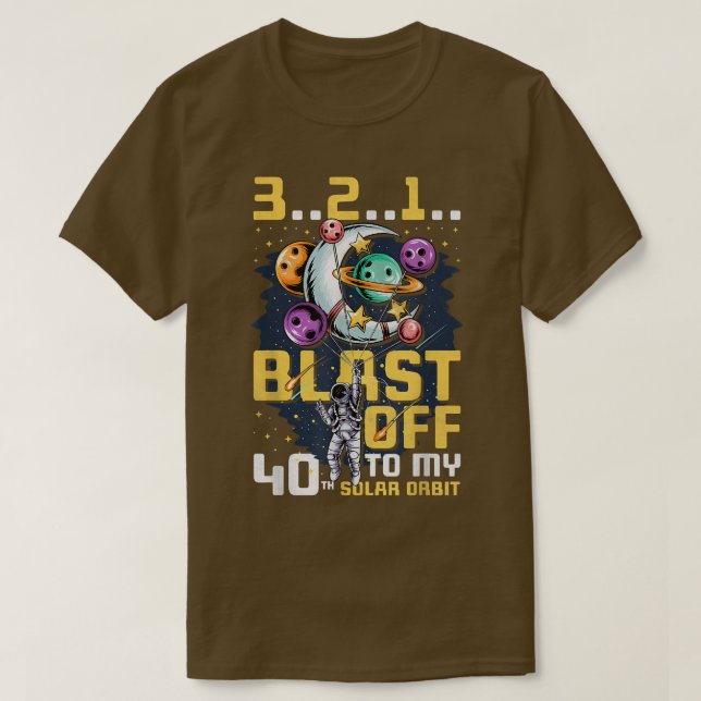 Camiseta Explodir para a minha 40ª órbita solar, aniversári (Frente do Design)
