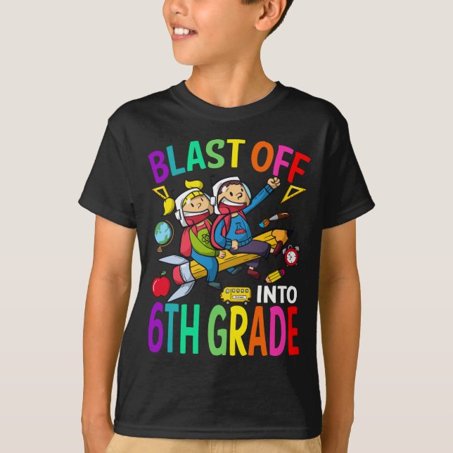 Camiseta Explodir Para Foguete 6 De Volta À Escola (Frente)