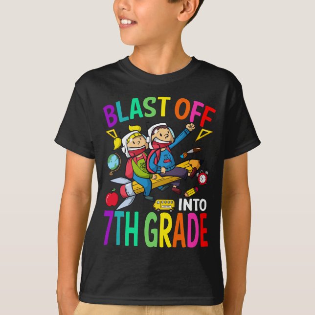 Camiseta Explodir Para Foguete 7 De Volta À Escola (Frente)