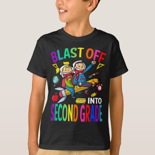 Camiseta Explodir Para O Foguete De Segundo Grau De Volta À (Frente)