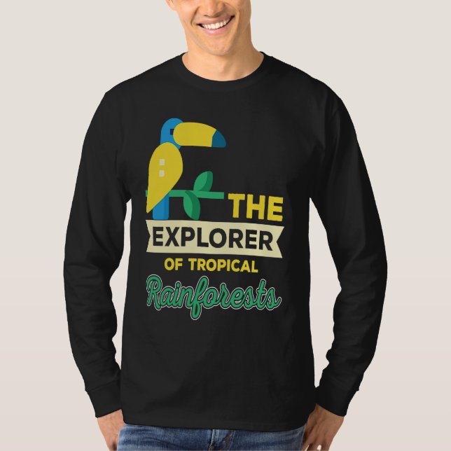 Camiseta Explorador Da Natureza De Papagaio Tropical Da Flo (Frente)