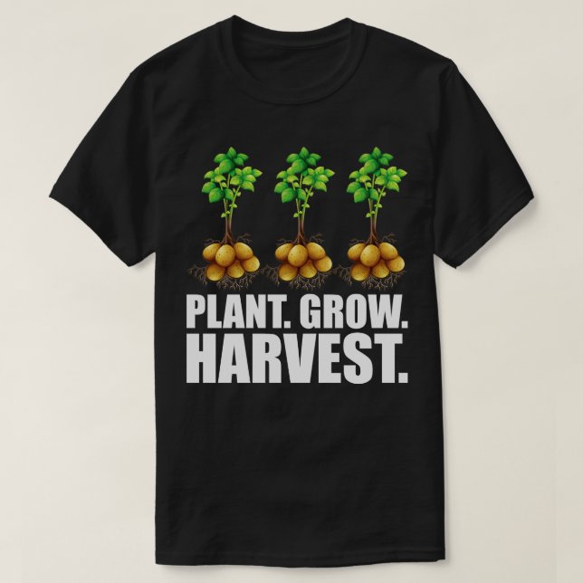 Camiseta Explorador de batata Planta Cultivo w (Frente do Design)