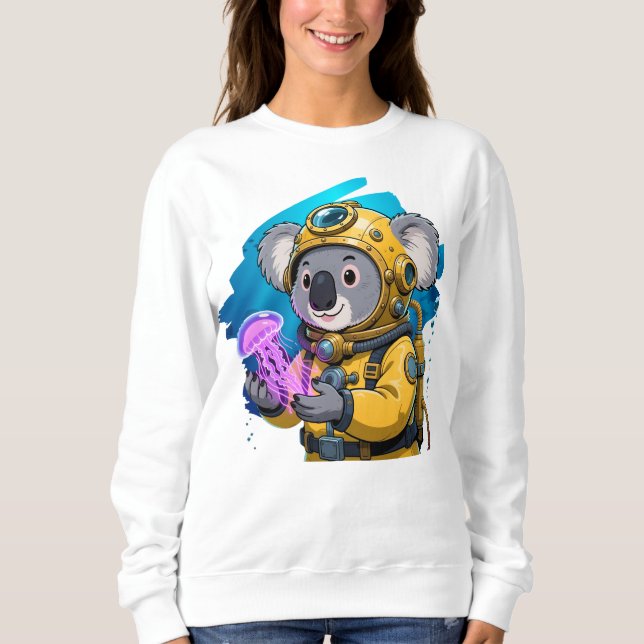Camiseta Explorador de Desenho Animado Fofo de Koala em Mer (Frente)