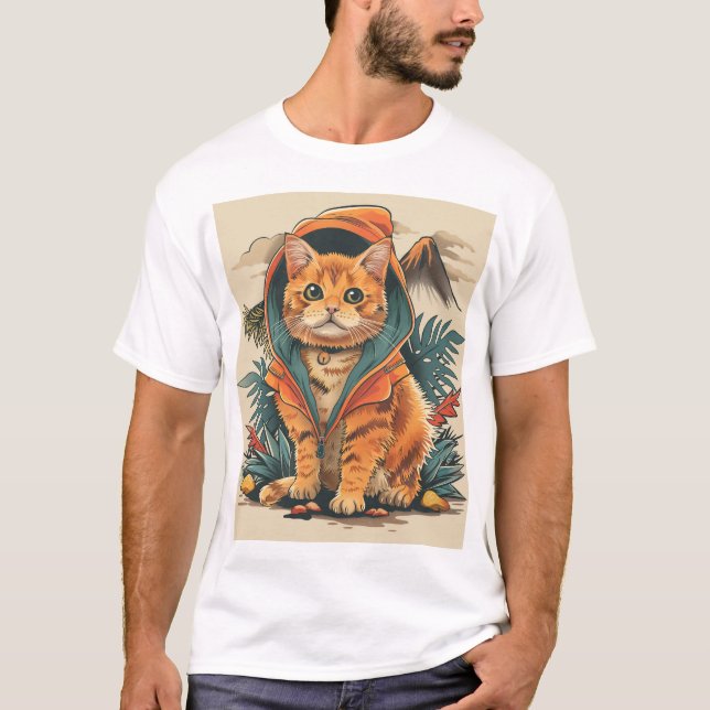 Camiseta Explorador de Dinossauro Gato (Frente)