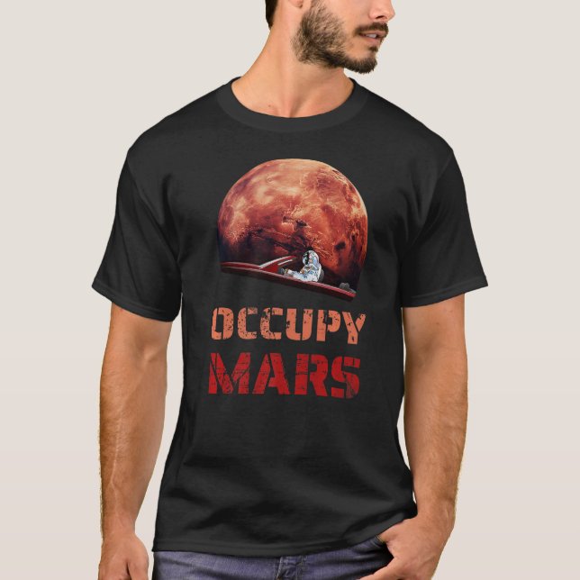 Camiseta Explorador de Espaço Ocupar Astronomia de Marte (Frente)