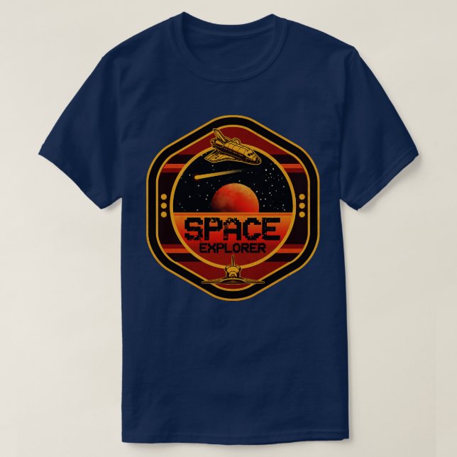 Camiseta Explorador de Espaço Retroativo (Frente do Design)