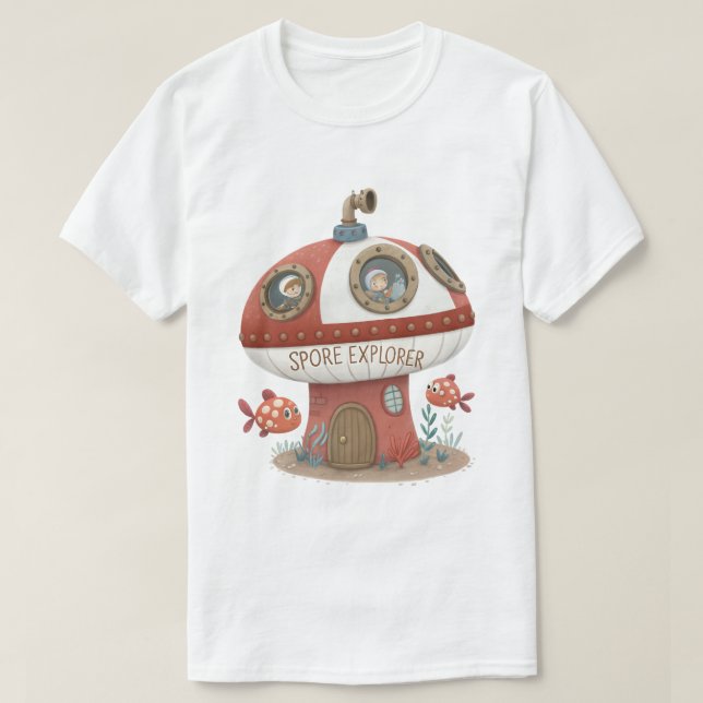 Camiseta Explorador de Esporos - Ferramenta de Toadstool Su (Frente do Design)