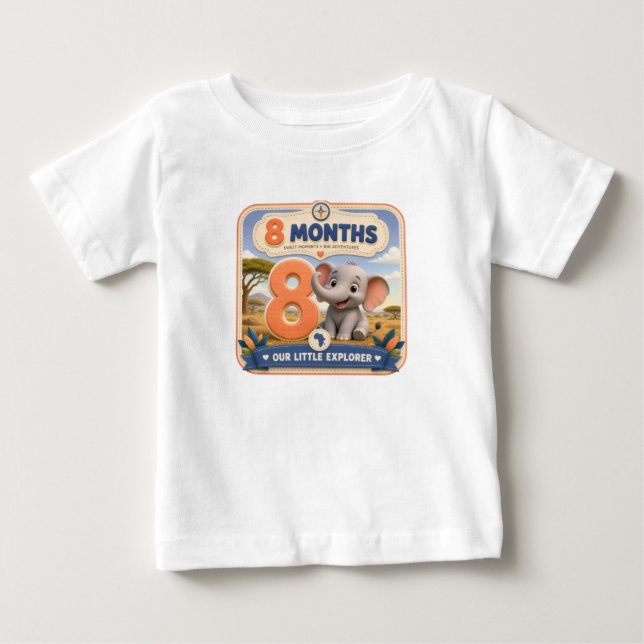 Camiseta Explorador de Marcos de 7 Meses de Bebê (Frente)