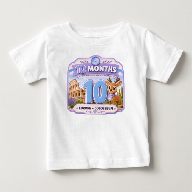 Camiseta Explorador de Marcos do Bebê de 10 Meses (Frente)