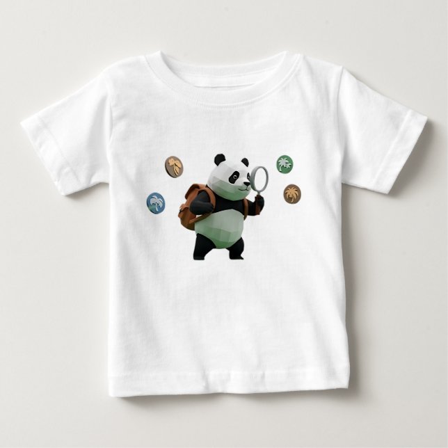 Camiseta Explorador de Panda Low Poly Personagem 3D (Frente)