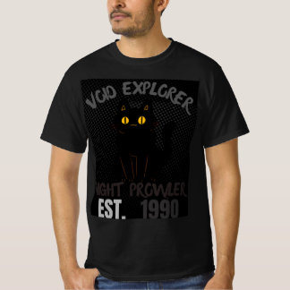 Camiseta Explorador do Vazio Notívago Gráfico de Gato Preto