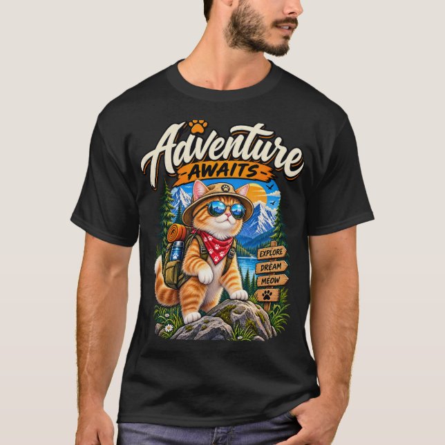 Camiseta Explorador Gato Aventureiro – Gato Fofo a (Frente)
