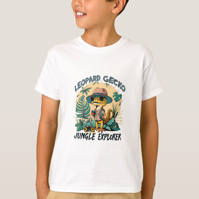 Camiseta Explorador Selvagem de Leopard Gecko: Aventura Sel (Frente)