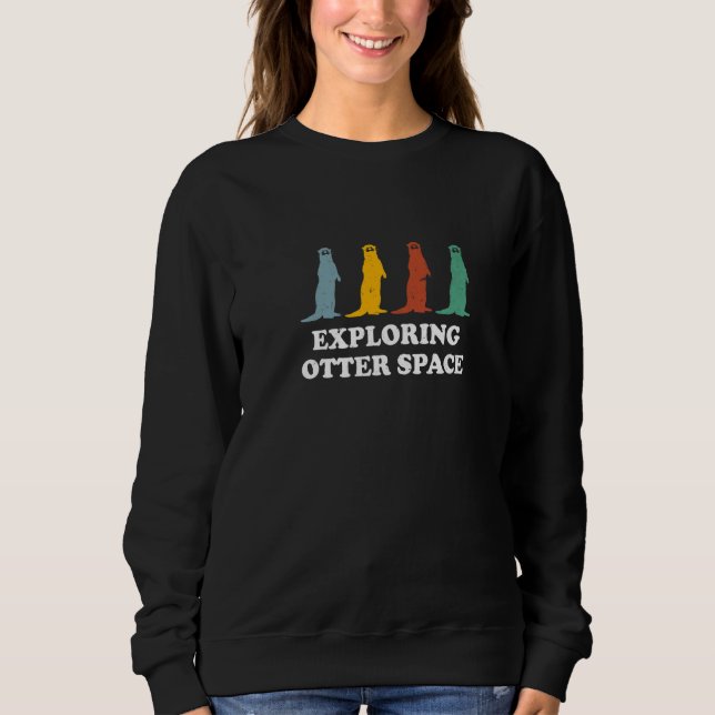 Camiseta Explorando a Tema de Espaço de Lontra Lontra Marin (Frente)