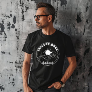 Camiseta Explorar mais paisagem de arte de linha de círculo