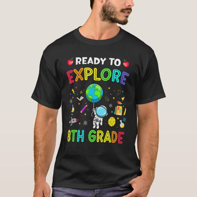 Camiseta Explore 8th Grade Back To School Astronaut Space E (Frente)