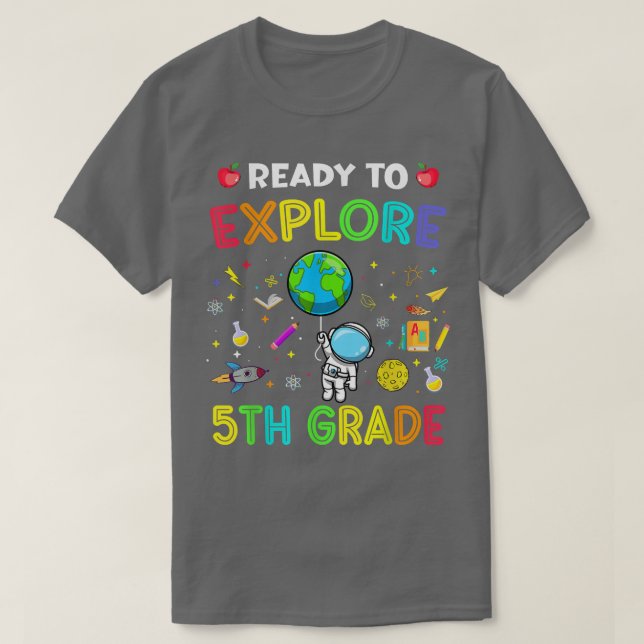Camiseta Explore A 5 De Volta Ao Espaço De Astronauta Escol (Frente do Design)