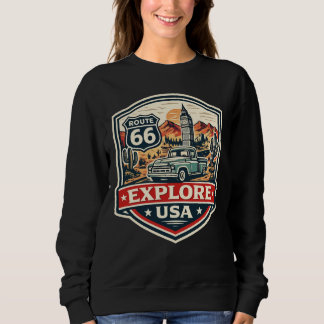 Camiseta Explore a Rota 66 dos EUA Emblema de Viagem Vintag