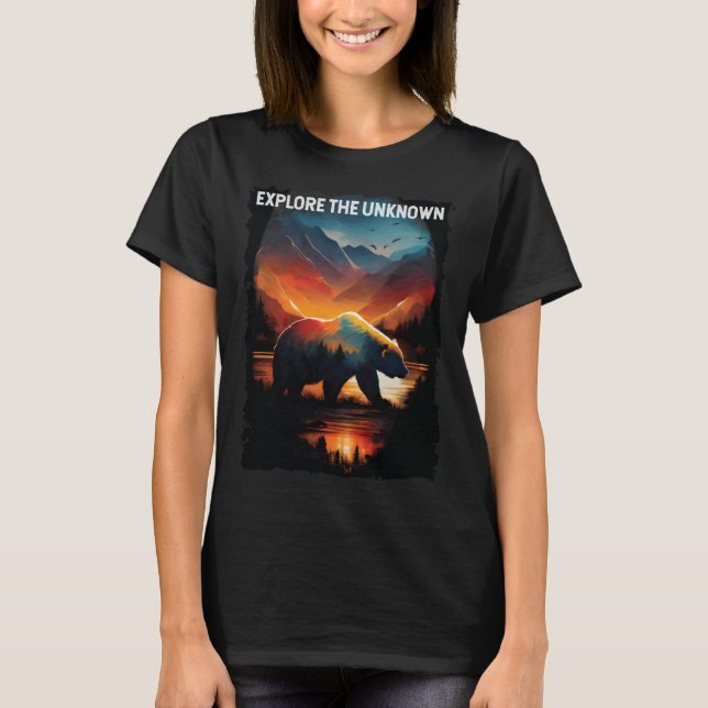 Camiseta Explore as montanhas desconhecidas de campismo de  (Frente)