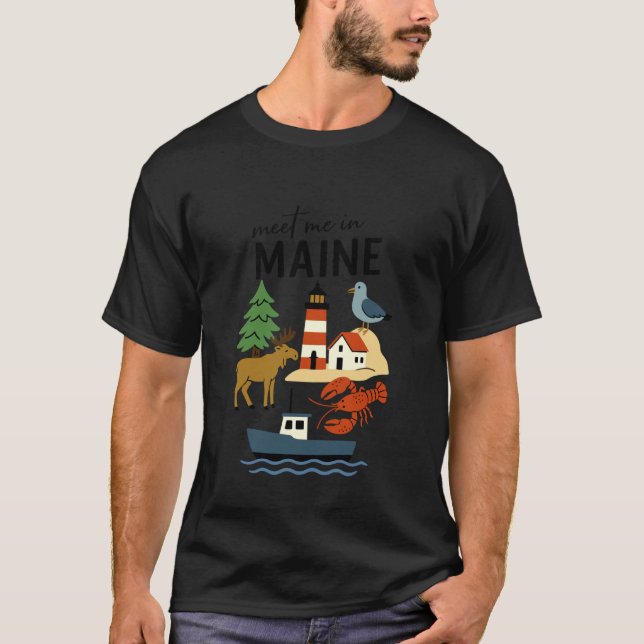Camiseta Explore Aventura Esperando Farol Alce Maine (Frente)