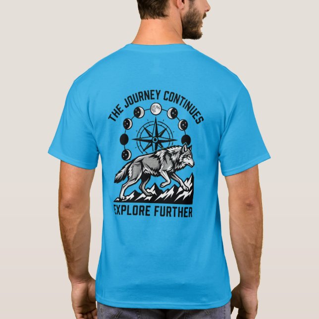 Camiseta Explore Further Wolf – Aventura Selvagem  (Verso)
