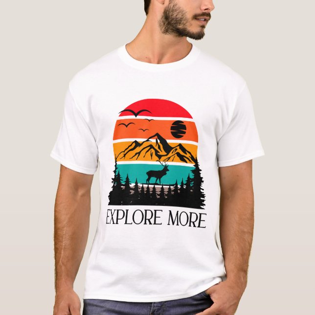 Camiseta Explore mais empreendimento de montanha no exterio (Frente)