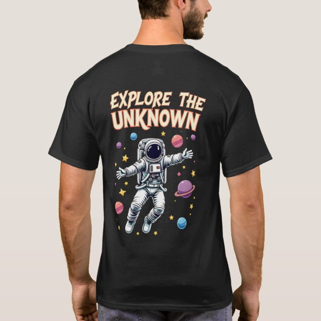 Camiseta 🚀 "Explore o desconhecido" - 🌌 de Aventura Espac (Verso)