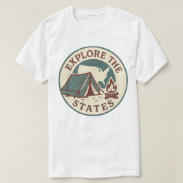 Camiseta Explore o Design de acampamento retrô dos Estados